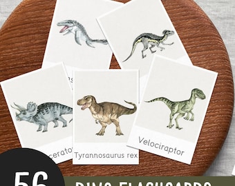 Editable Dinosaur Flashcards: Montessori Learning Cards (PDF)