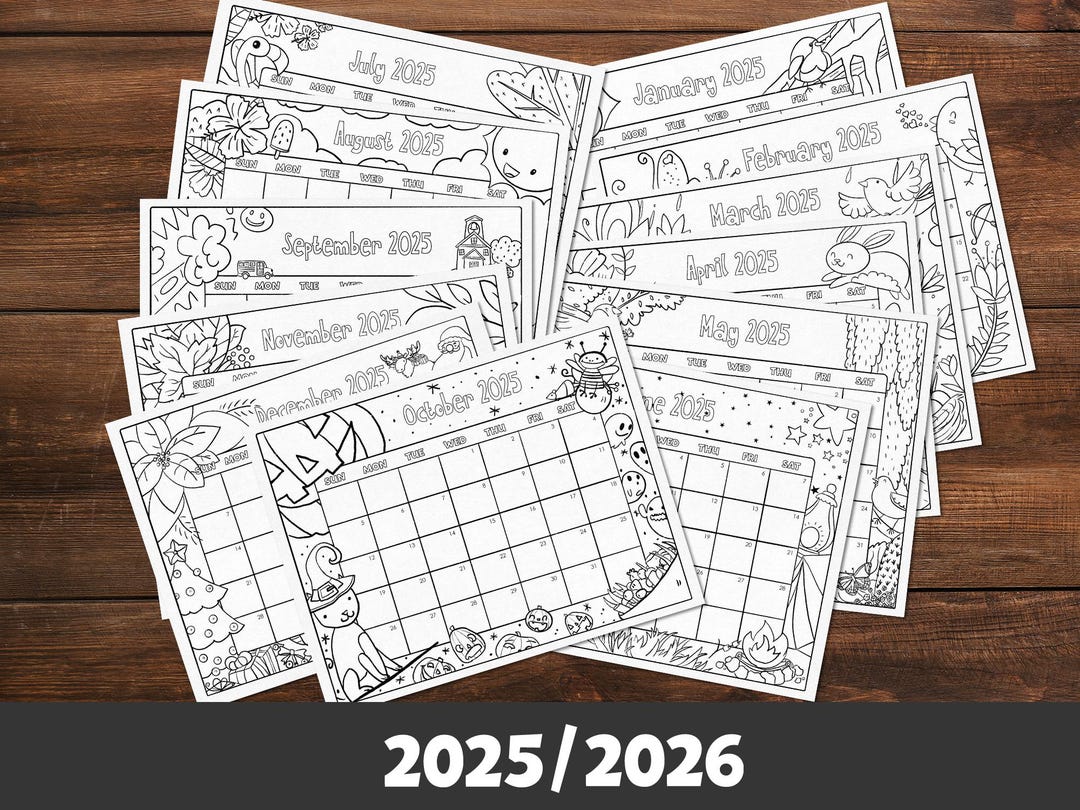 20252026 Kids Coloring Calendar 18 Month Printable Activity Calendar