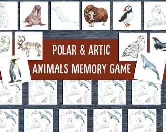Arctic Animals Memory Match Game: Educational Preschool Printable (Digital PDF)