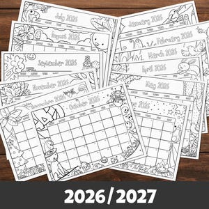 2026-2027 Kids Coloring Calendar: Printable School Year Planner (PDF)