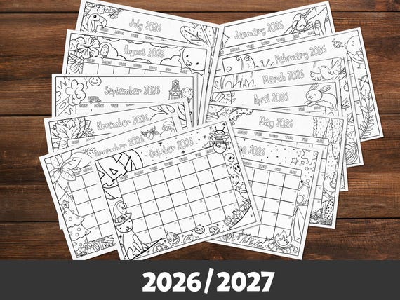 2026-2027 Kids Coloring Calendar: Printable School Year Planner (PDF)