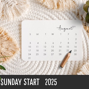 2025 Mini Tischkalender Printable | 3x2" Monatsplaner | Sonntag Start | Digitaler Download