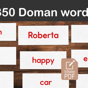 350 cartes-mots Glenn Doman | Apprendre à lire à bébé | Cartes Flash Premiers mots | Méthode de lecture précoce | Couleurs de la famille des pièces de carrosserie | PDF modifiable