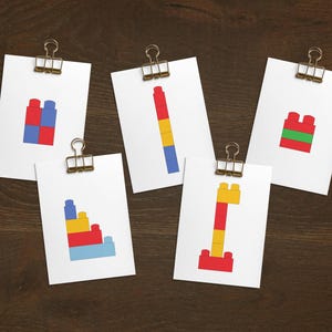 32 cartes à motif de blocs Méga | Défi de construction de 16 blocs | Activités de construction Montessori | PDF imprimables pour l'apprentissage des STIM