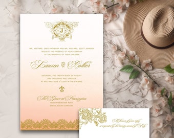 PRINTED or DIGITAL Southern Wedding Invitation Set  |  Romantic Design  | Print-At-Home Version also available