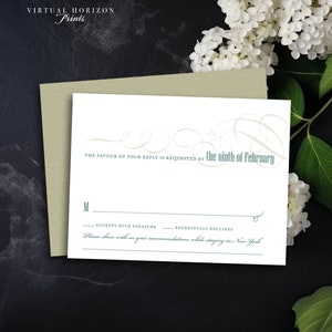 PRINTED or DIGITAL Modern Border Wedding Invitation Set Contemporary Design Print-At-Home Version also available image 3