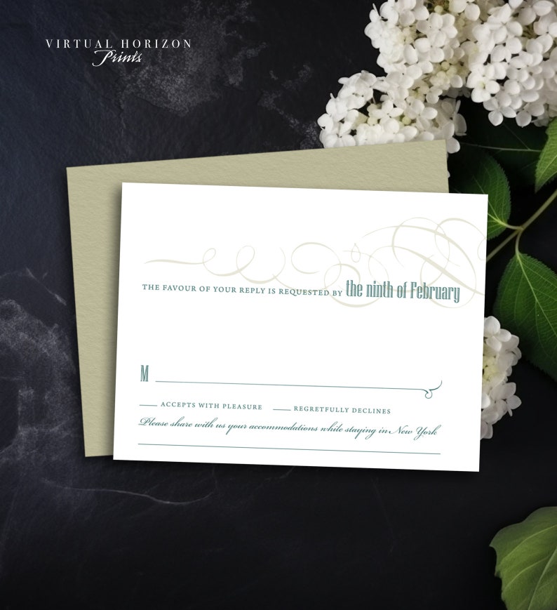 PRINTED or DIGITAL Modern Border Wedding Invitation Set Contemporary Design Print-At-Home Version also available image 3