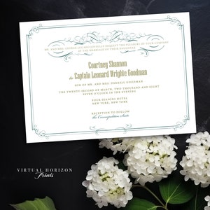 PRINTED or DIGITAL Modern Border Wedding Invitation Set Contemporary Design Print-At-Home Version also available image 2