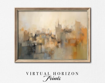 Printable Skyline Abstract Painting | Moody Cityscape | Conceptual Wall Art