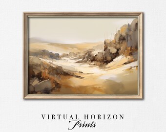 Printable Desert Dunes Wall Art | Vintage Landscape | Moody Painting