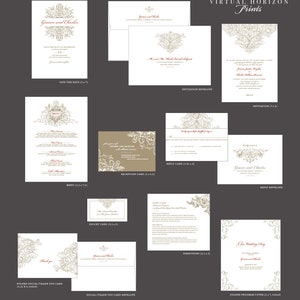 PRINTED or DIGITAL Ornate Wedding Invitation Set Classic Design Print-At-Home Version also available image 4