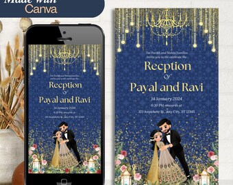 Indian Wedding Reception Video Invitation: Animated E-Invite (Digital Download)