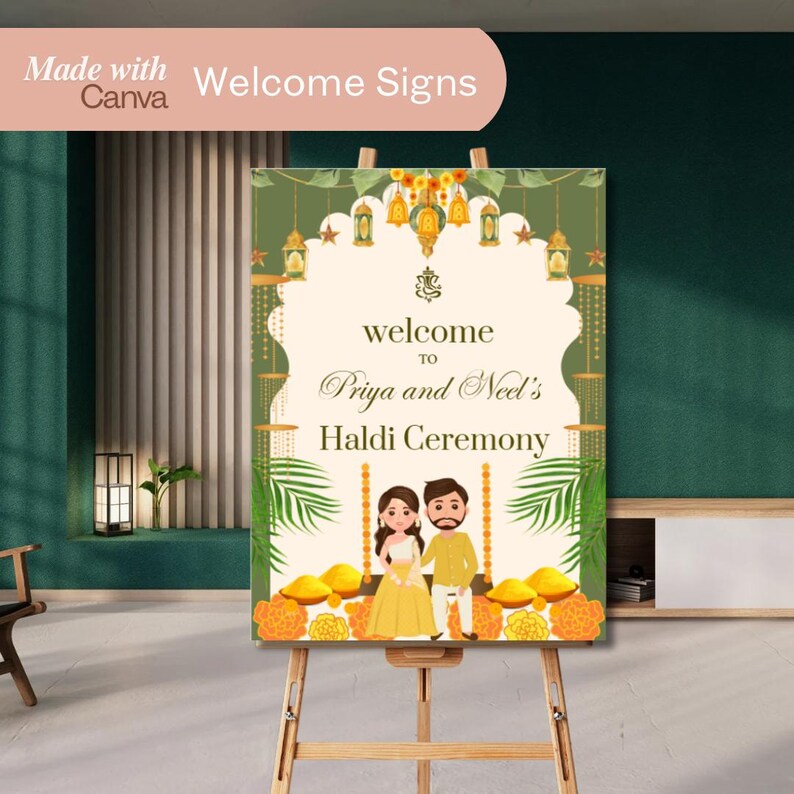 Indian Wedding Welcome Sign Bundle: Editable DIY Template (digital ...