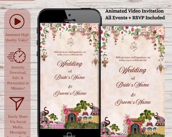 Invitación en video para boda india: Invitación digital animada (todos los eventos + confirmación de asistencia)