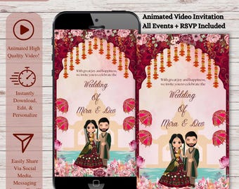 Animated Hindu Wedding Invitation: Digital Video Invite (DIY Template)