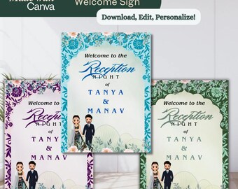 Indian Wedding Reception Welcome Sign: Editable Template (Digital Download)