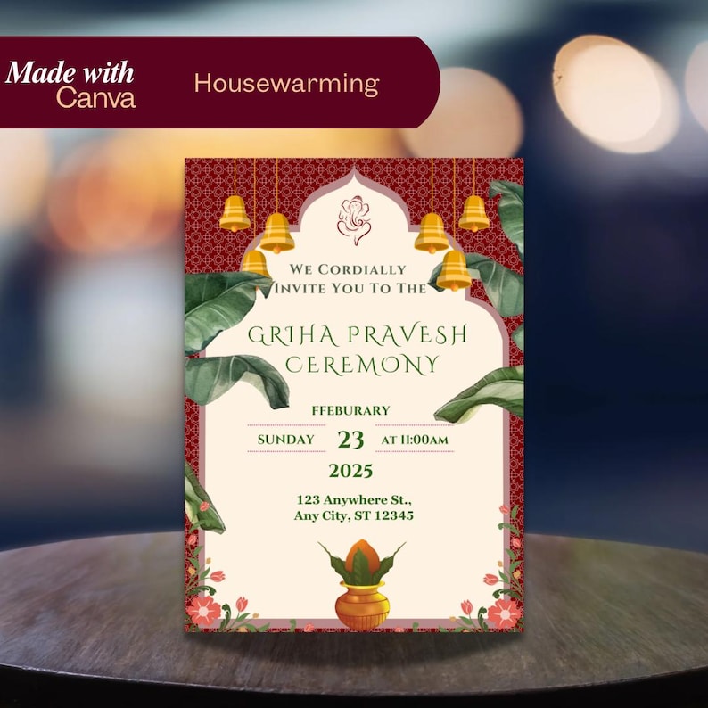Indiska inflyttningsinbjudan: Animerad Griha Pravesh-ceremoni (digital) bild 4