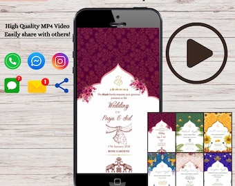 Indian Wedding Video Invitation: Animated RSVP Card (Digital)