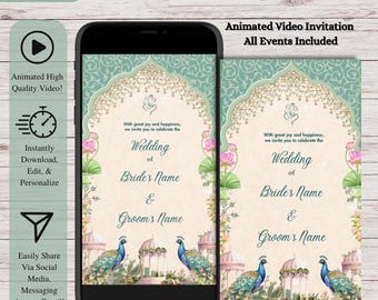 Video invitación para boda india: invitación hindú animada (tarjeta digital)