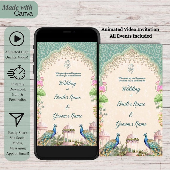 Indian Wedding Video Invitation: Animated Hindu Invite (Digital Card)