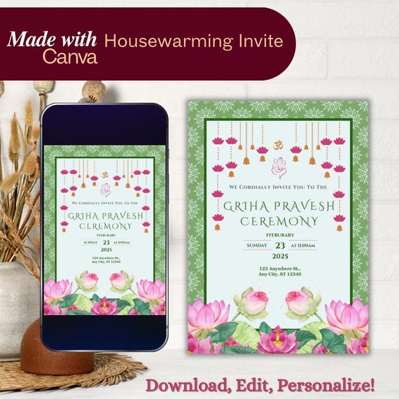 Indian Housewarming Invitation: Animated Griha Pravesh Ceremony (Digital)