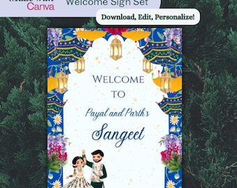 Indian Sangeet Welcome Sign: Editable Dholki Template (Digital Download)