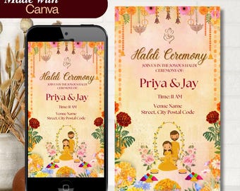 Pastel Haldi Digital Invitation: Animated Indian Pithi Card (Digital Download)