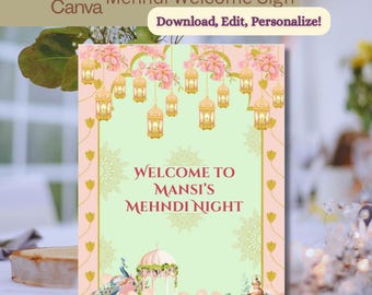 Pastel Mehndi Welcome Sign: DIY Template (Digital Download)