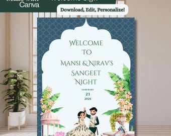 Indian Sangeet Welcome Sign: Desi Wedding Entrance (Digital Download)