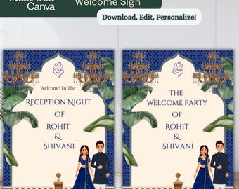 Indian Wedding Welcome Sign: Reception Party Entrance (Editable, Digital Download)