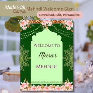 Mehndi Welcome Sign: Customizable Indian Wedding Template (Digital Download)