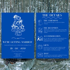 Modern Wedding Invite | Royal Blue | Editable Canva Template