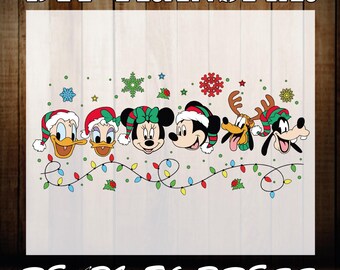 Mickey and Friends Christmas Lights DTF Transfer, Ready To Press