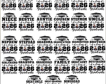 Custom 2026 Graduate Dtf Transfer, Proud Family Matching  Iron On Heat Press