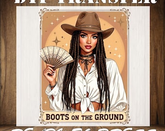 Cowgirl Boots DTF Print: Western Heat Transfer, Ready To Press