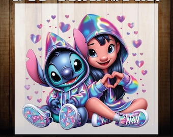 Lilo and Stitch Neon DTF Transfer, Valentines Day Iron On