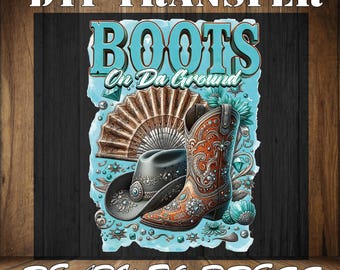 Colorful Cowgirl Boots DTF Print - Western Heat Transfer