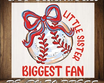 Coquette Baseball Little Sister DTF Transfer: Biggest Fan Ready To Press