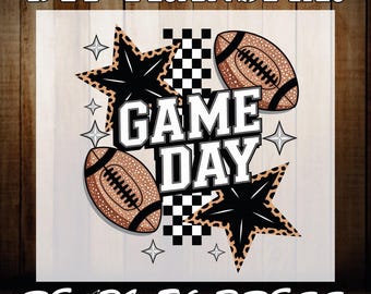 Glitter Effect Checkered Football DTF Print - Game Day Iron On Transfer