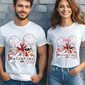 Transferencia DTF de Disney Mickey y sus amigos para San Valentín 2026, Mickey Minne Love, plancha para planchar