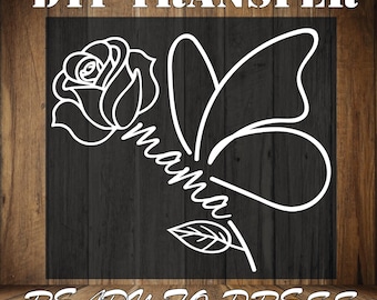 Mama Butterfly Rose DTF Print - Mother's Day Iron On Transfer