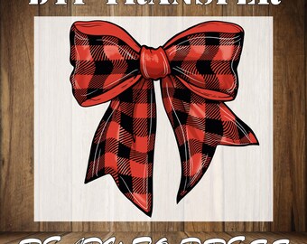 Red Checkered Bow DTF Transfer: Coquette Heat Press Design