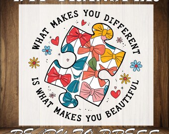 Autism Awareness DTF Transfer: Ready To Press, Iron On Heat Press