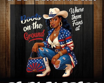 4th July Cowgirl Boots DTF Transfer: USA Patriotic Heat Press
