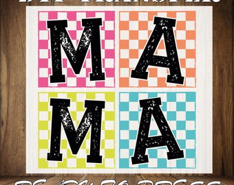 Retro Checkered Mama DTF Transfer - Mother's Day Ready To Press