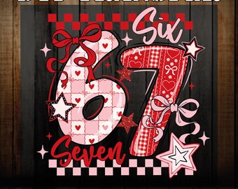 Pink Coquette Valentine 67  Dtf Transfer, Preppy Heart Bow Six Seven Iron On Press