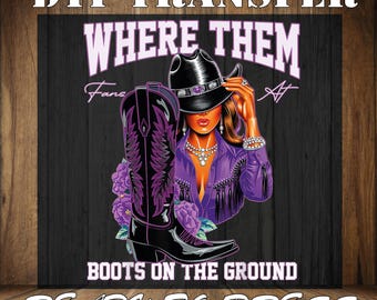 Cowgirl Boots DTF Transfer: Western Heat Press Design
