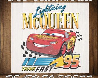 Lightning McQueen DTF Print, Disney Cars Iron On Transfer, Ready To Press