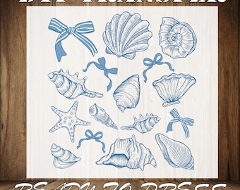 Seashell Bow DTF Transfer: Retro Coquette Summer Print