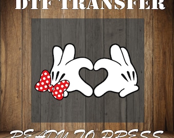 Mickey and Minnie Hands Heart DTF - Valentine's Day Heat Transfer
